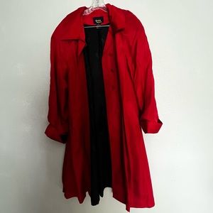 Dennis Basso Red Silk blend Trench size Large Vintage